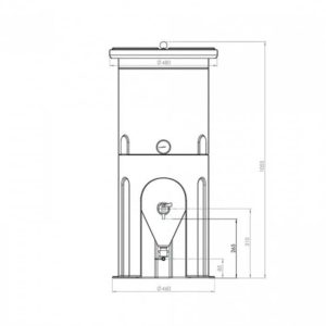 PE fermentation tank 60 liters - dimensons